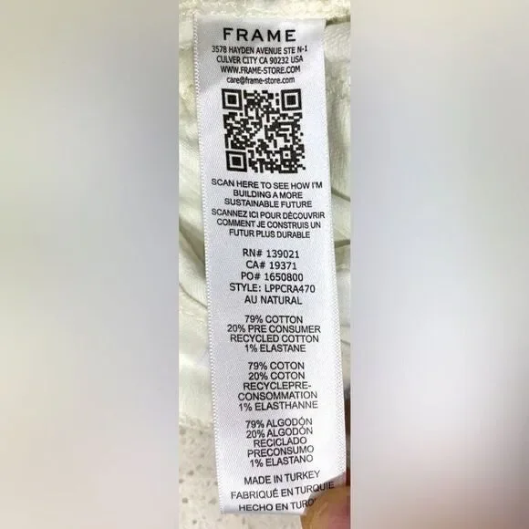 Frame Le Palazzo Crop Wide Leg/Flare Frayed Hem Jeans 32x28 Stretch Denim LNWT - Picture 10 of 11